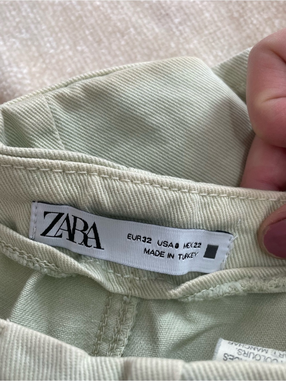 Zara Woman Mint Green Wide-Leg Jeans Front Patch pockets size 2 100% cotton - Picture 9 of 12
